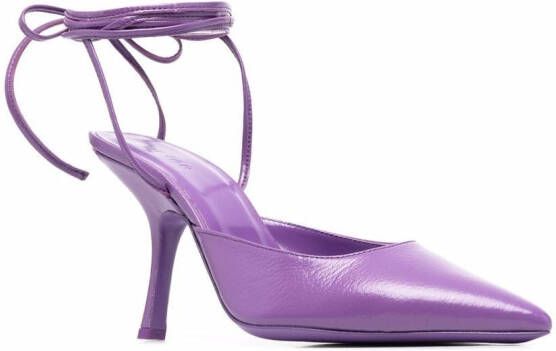 BY FAR Jen lace-up 100mm pumps Purple