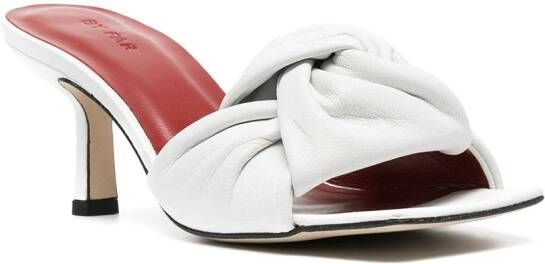 BY FAR knot-detail leather mules White
