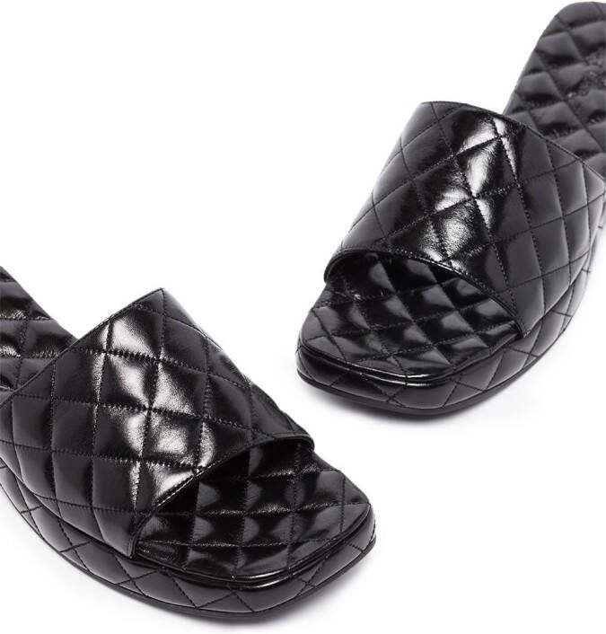 BY FAR Lilo patent leather slides Black