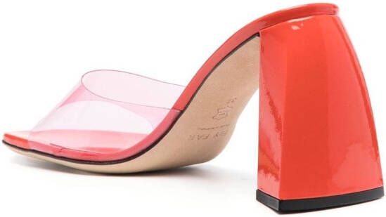 BY FAR Michele 100mm patent-leather mules Orange
