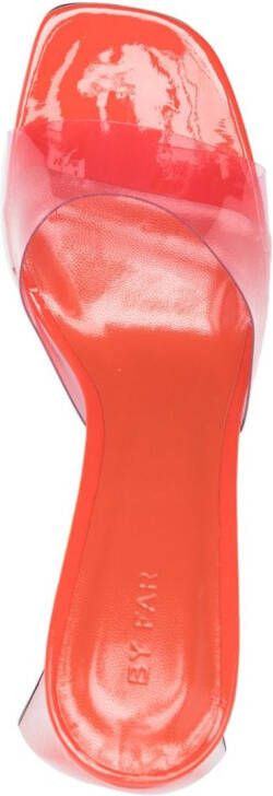 BY FAR Michele 100mm patent-leather mules Orange