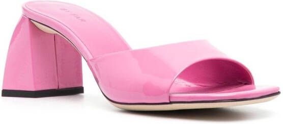 BY FAR Michele 70mm patent-leather mules Pink