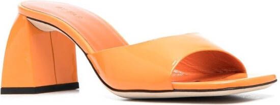 BY FAR Michele patent block-heel mules Orange