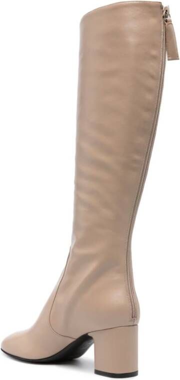 BY FAR Miller knee-high leather boots Neutrals