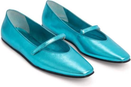 BY FAR Molly leather ballerina shoes Blue