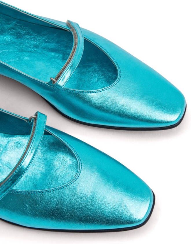 BY FAR Molly leather ballerina shoes Blue