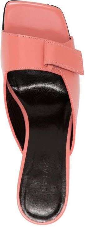 BY FAR Olivia square-toe leather mules Pink