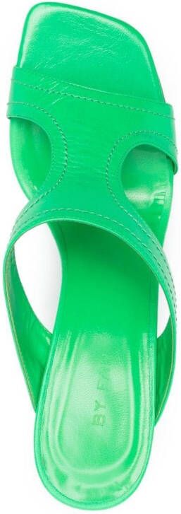 BY FAR open-toe 95mm heeled mules Green