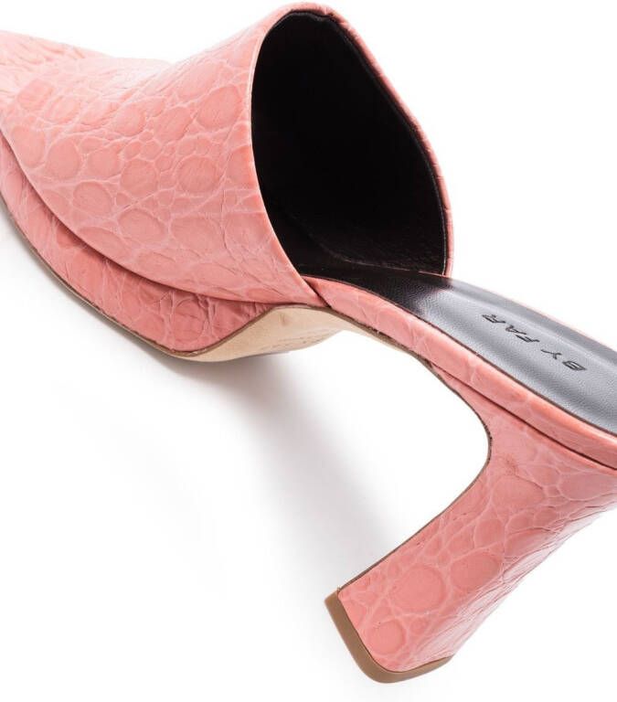 BY FAR open-toe crocodile-effect sandals Pink