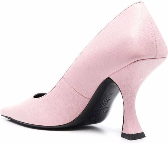 BY FAR pebbled-texture pointed-toe pumps Pink