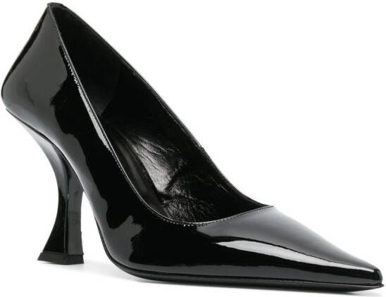 BY FAR pointed 95mm patent-leather pumps Black