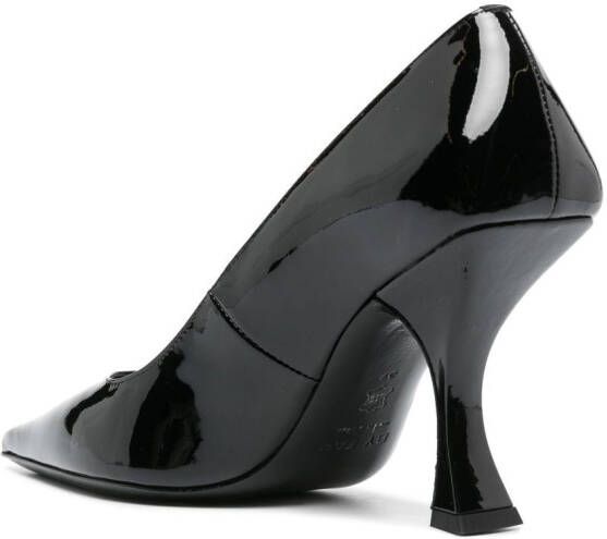 BY FAR pointed 95mm patent-leather pumps Black