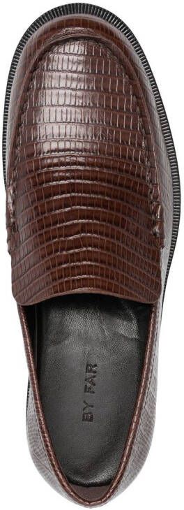 BY FAR Rafael embossed-leather loafers Brown