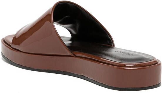 BY FAR Shana patent leather sandals Brown