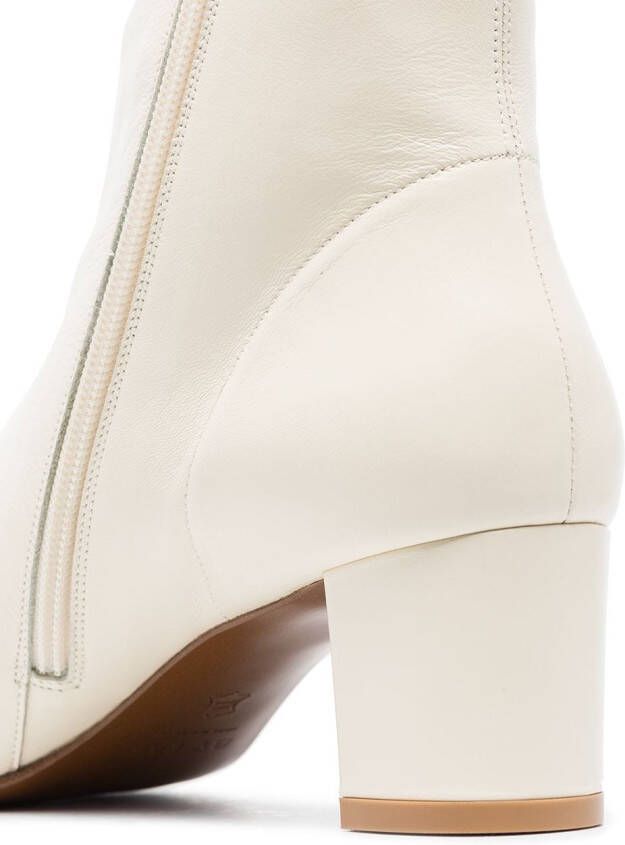 BY FAR Sofia 50mm leather ankle boots White