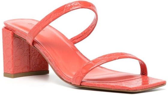 BY FAR square-toe crocodile-effect sandals Red