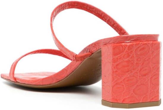 BY FAR square-toe crocodile-effect sandals Red