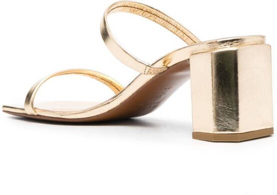 BY FAR Tanya 67mm metallic-effect leather mules Gold