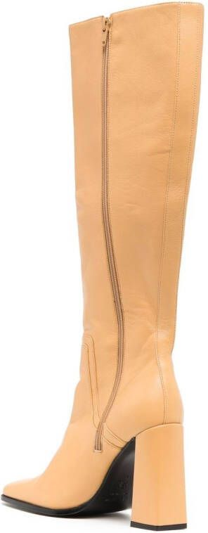 BY FAR Tia leather knee-high boots Yellow