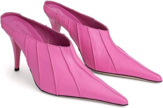 BY FAR Trish 100mm leather mules Pink