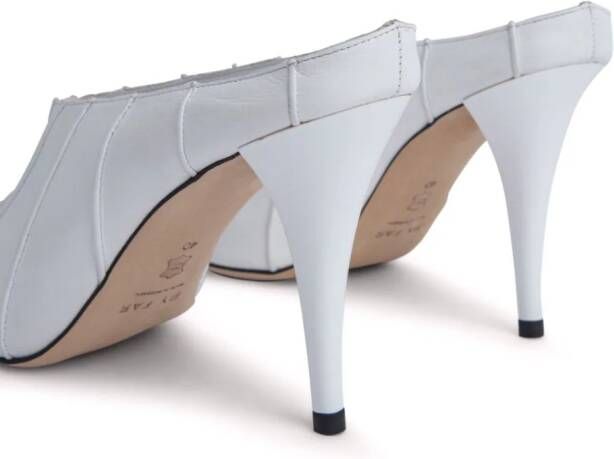 BY FAR Trish 100mm leather mules White