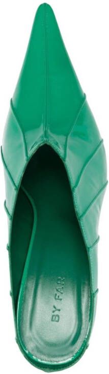 BY FAR Trish 100mm patent leather mules Green