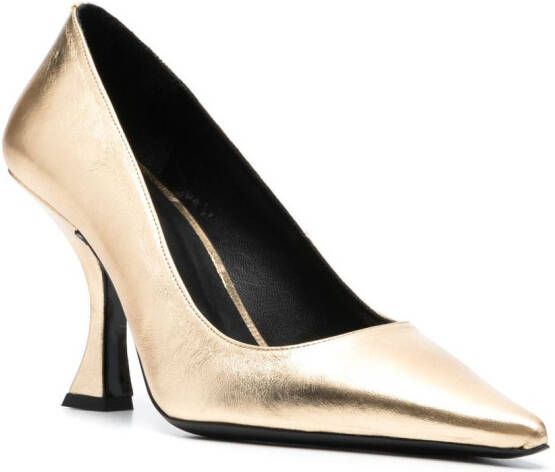 BY FAR Viva 80mm metallic-leather pumps Gold