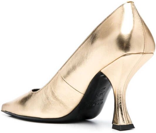 BY FAR Viva 80mm metallic-leather pumps Gold