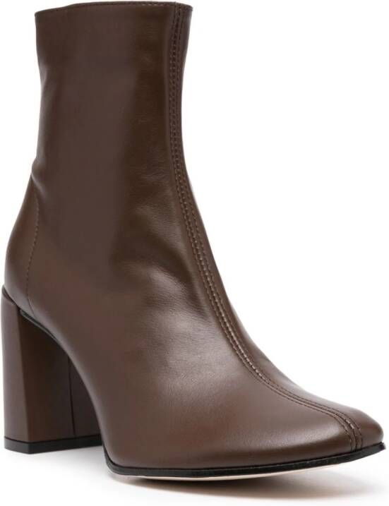 BY FAR Vlada 80mm leather ankle boots Brown