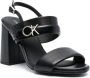 Calvin Klein 100mm logo-plaque leather sandals Black - Thumbnail 2