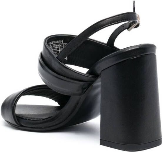 Calvin Klein 100mm logo-plaque leather sandals Black