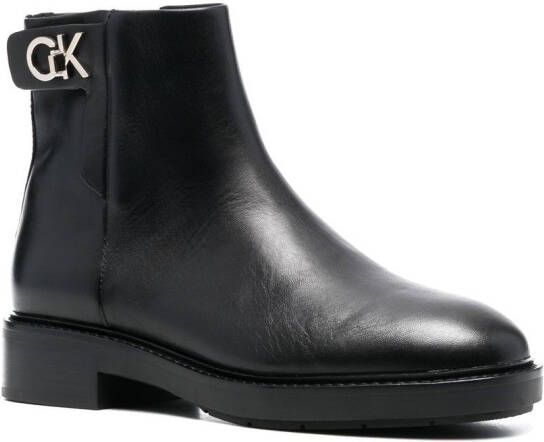 Calvin Klein 35mm logo-plaque ankle boots Black
