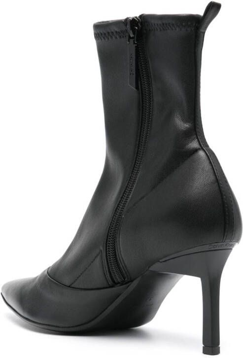 Calvin Klein 75mm sock-style ankle leather boots Black