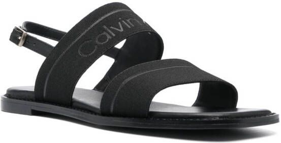 Calvin Klein debossed-logo leather sandals Black