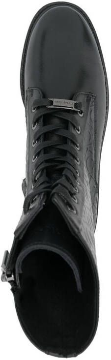 Calvin Klein debossed-monogram combat boots Black
