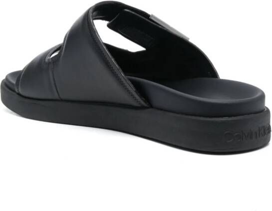 Calvin Klein double-strap leather sandals Black