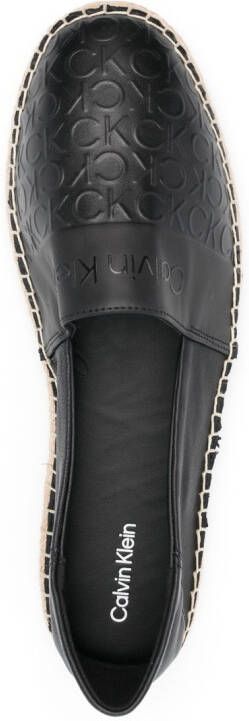 Calvin Klein embossed-logo leather flat espadrilles Black