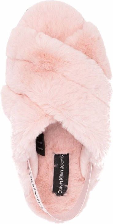 Calvin Klein faux fur open-toe sandals Pink