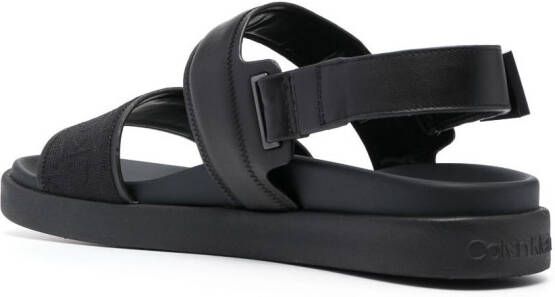 Calvin Klein jacquard leather sandals Black