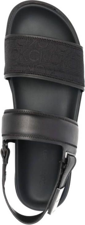 Calvin Klein jacquard leather sandals Black