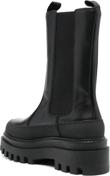 Calvin Klein Jeans Chelsea flatform leather boots Black