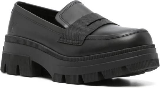 Calvin Klein Jeans chunky combat leather loafers Black