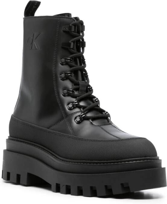 Calvin Klein Jeans logo-debossed leather boots Black