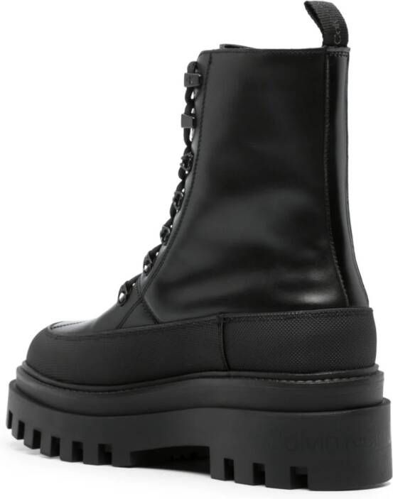 Calvin Klein Jeans logo-debossed leather boots Black