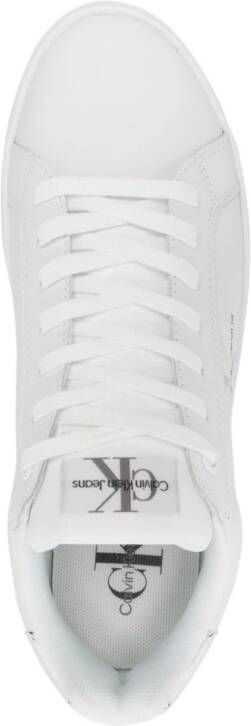 Calvin Klein Jeans logo-debossed leather flatform sneakers White