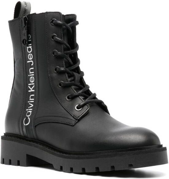Calvin Klein Jeans logo-print leather boots Black