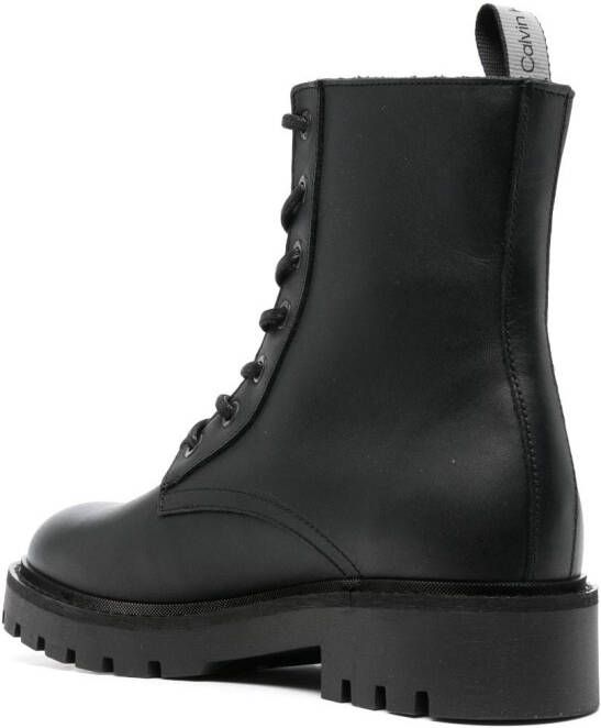 Calvin Klein Jeans logo-print leather boots Black