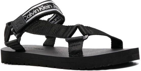 Calvin Klein Jeans logo-print touch strap sandals Black