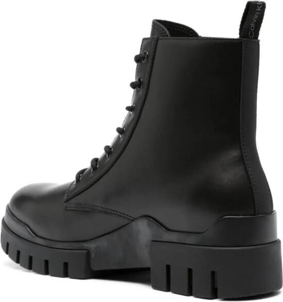 Calvin Klein Jeans panelled 60mm leather combat boots Black