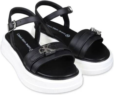 Calvin Klein Kids logo-appliqué flatform sandals Black